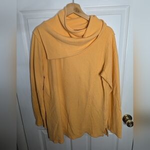 Soft Surroundings Womens Playa Pullover Top Mock Orange Cowl Neck Size Medium
